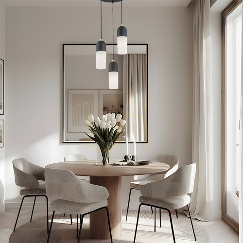 Check ARGON Burgos 1467 Pendant Light, Black, Opal Glass, 3×E27