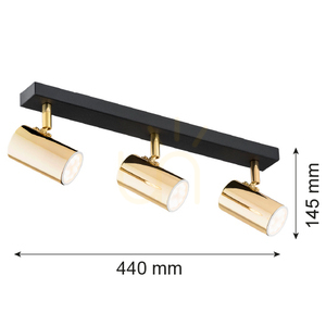 Flush Ceiling Light ARGON LAGOS 1474 brass and structured black 3x GU10 IP20 small 2