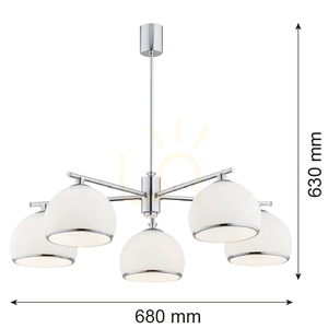 Chandelier ARGON Marbella White Glass Chrome 5xE27 IP20 2087 small 2