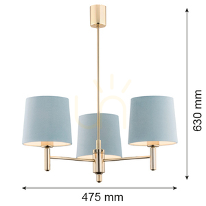 Pendant Light ARGON PONTE 1484 Blue Brass Velour 3xE27 small 2