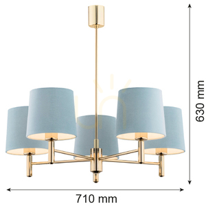 Argon PONTE 2085 Pendant Light, Blue and Dark Brass, 5 × E27 small 4