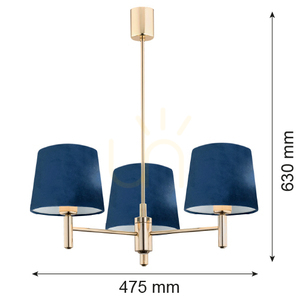 Pendant Light ARGON PONTE 1485 Navy Blue Velour 3x E27 small 2