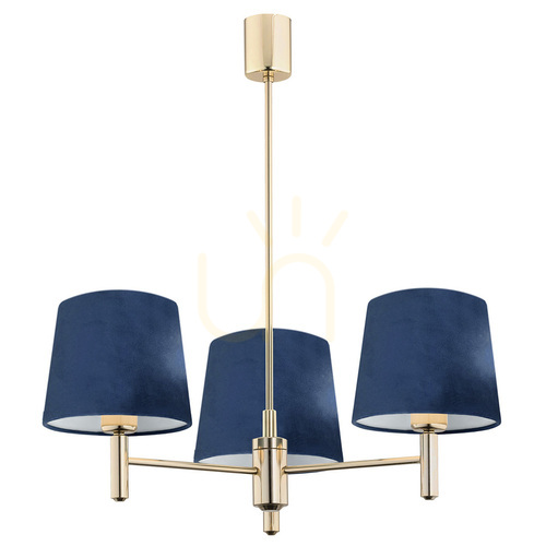 Check Pendant Light ARGON PONTE 1485 Navy Blue Velour 3x E27