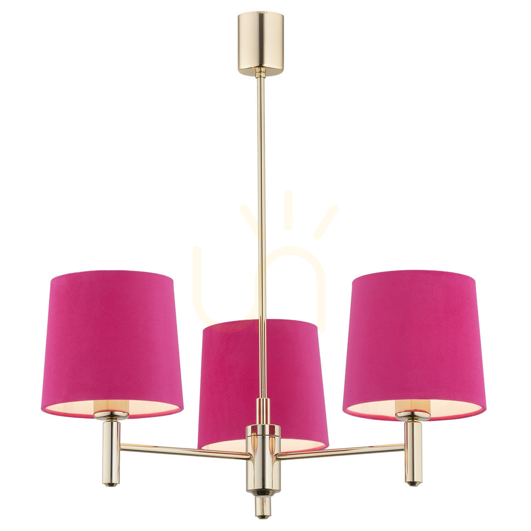 Pendant Light ARGON Ponte Pink Velvet Brass 3xE27 1498