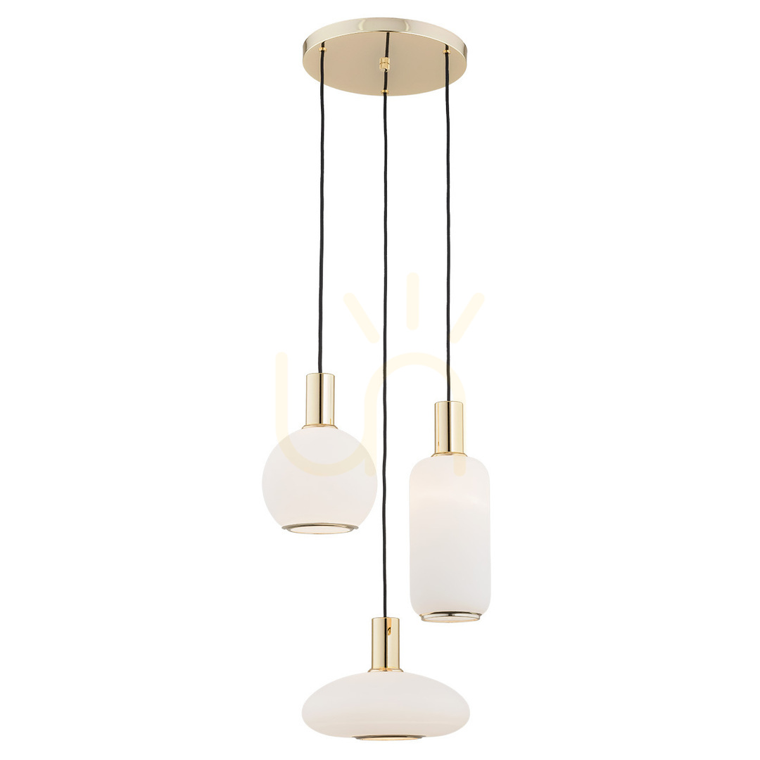 Pendelleuchte ARGON Sagunto Weiß Messing Glas 3xE27 1489