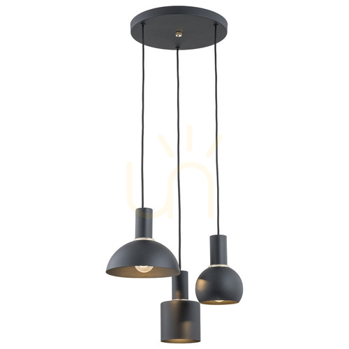 Check ARGON Sines Black Brass Pendant Light 3x E27 1472