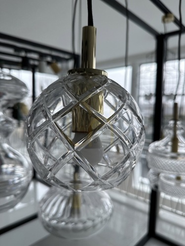 Check ARGON OVIEDO 4200 Pendant Light – Clear Crystal Glass, Brass-Plated Steel, 14 cm