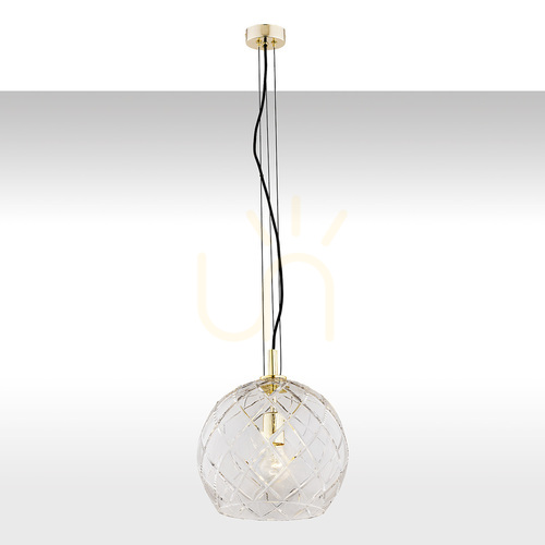 Check Argon Oviedo Transparent Crystal Brass Pendant Light 4201
