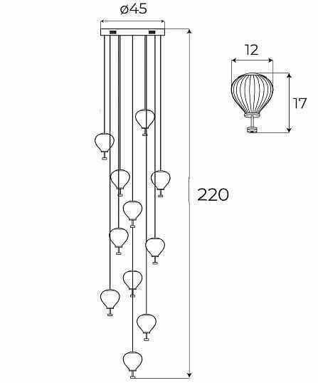 Display Pendant Light Max Light Palloncini P0526D 11-Light Chrome Glass White/Amber/Smoked Pendant Light Max Light Palloncini P0526D 11-Light Chrome Glass White/Amber/Smoked