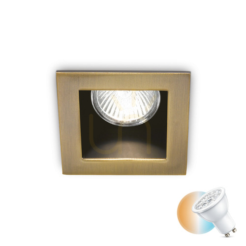 Check Recessed Luminaire Ideallux Funky 083247 Champagne GU10 Round Metal 9 cm