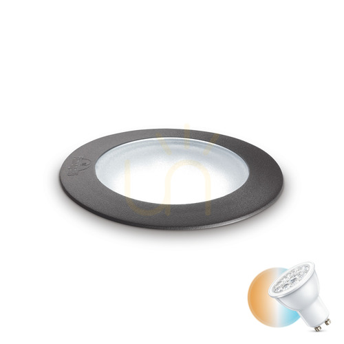 Check Recessed Outdoor Light Ideallux Way Round Small Black GU10 120249