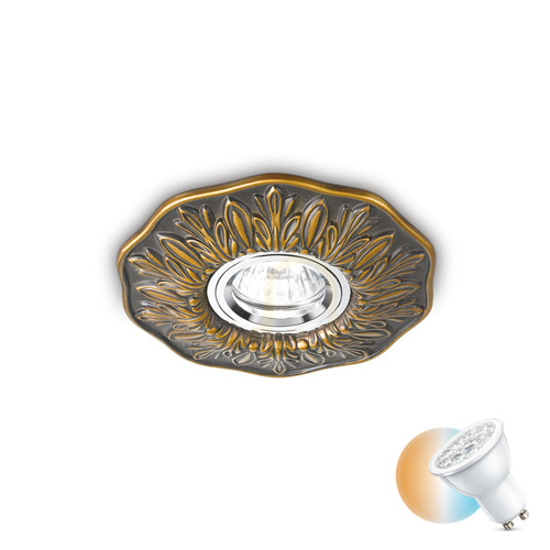 Check Recessed luminaire Ideallux Polka 115580 champagne GU10 14 cm