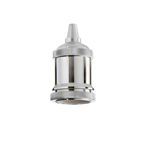 Check Lamp Holder Ideallux PORTALAM E27 Chrome Metal 249193