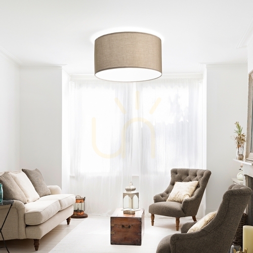 Check Lampshade Ideallux SET UP Cylinder Beige Textile 70 cm 260488