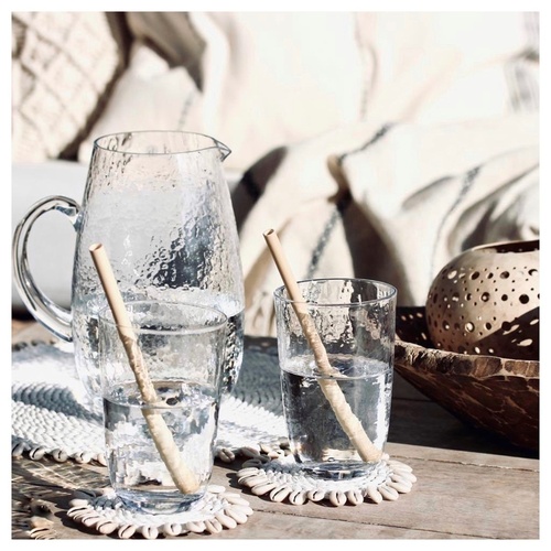 Check Seagrass Shell Coaster - White