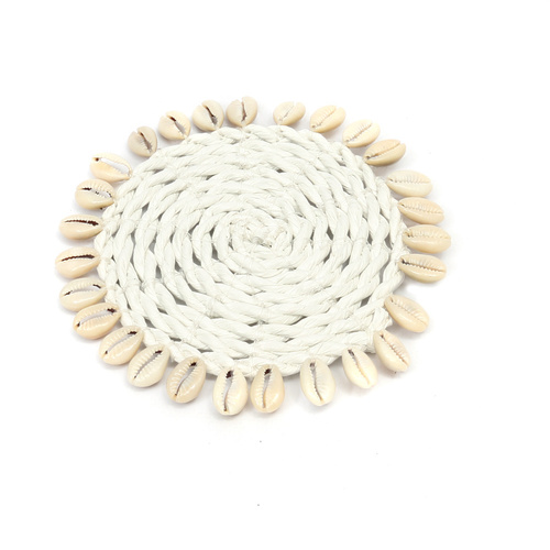 Check Seagrass Shell Coaster - White