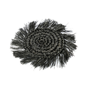Fringe Raffia Coaster - black small 2