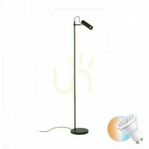 Check Varia Floor Standing Lamp Black Brass 230 V Led Gu10 9 W.