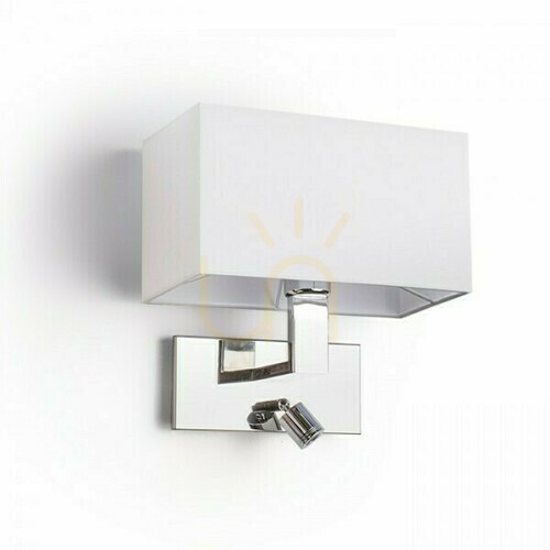 Check Rendl PLAZA wall light with LED reading light, white/chrome, E27 + 3 W LED, R11982