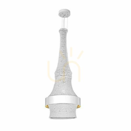 Check Pendant Light Antigo Dota White 40 cm Cotton Steel LED 5037