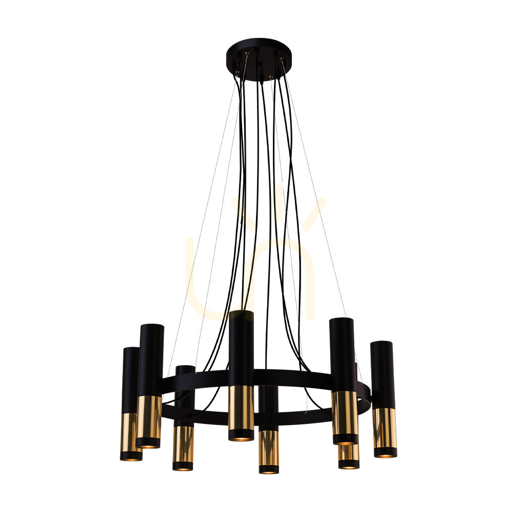 Pendelleuchte Antigo Kavos 8-flammig GU10 Messing poliert Schwarz 73 cm 8372