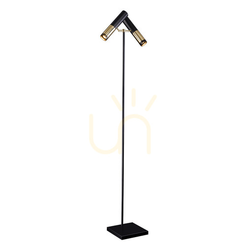 Check Floor Lamp Antigo Kavos 2-Light Polished Brass Black 180 cm 8378