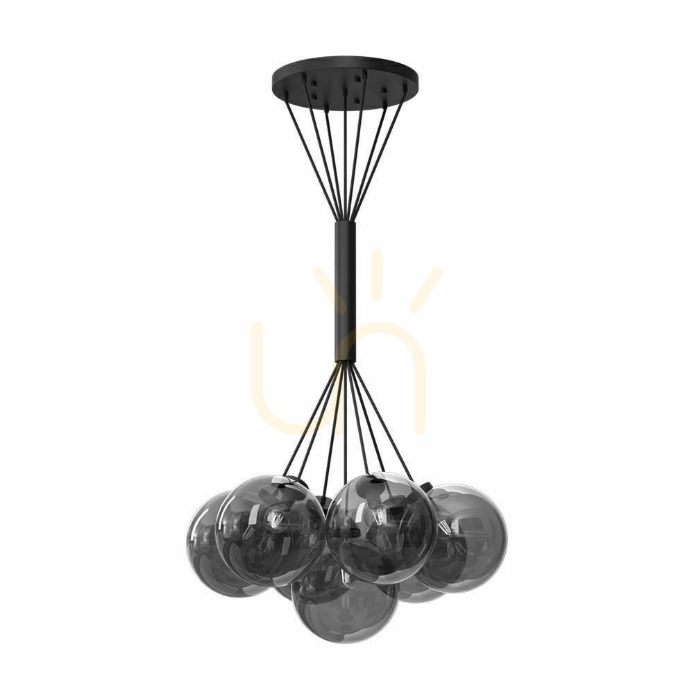 Lampă suspendată Antigo iO 7 negru sticlă/oțel 90 cm 9142