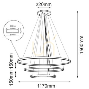 Pendant Light Antigo Agari Multi 3 Black LED 117 cm 6-Light 4000K 5431 small 1
