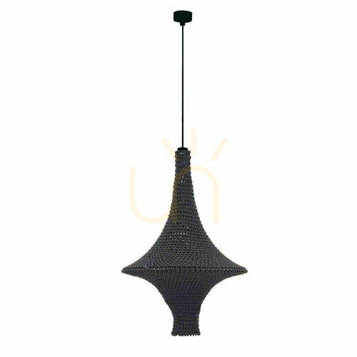 Check Pendant Light Antigo Alda M Black Steel Cotton 42 cm 5112