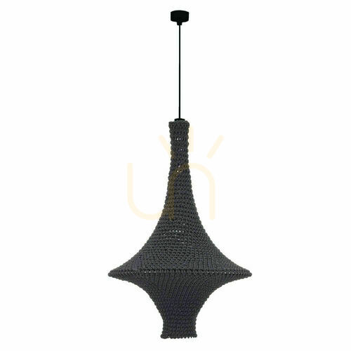 Check Pendant Light Antigo Alda L Black 50 cm Steel Cotton E27 LED 5113