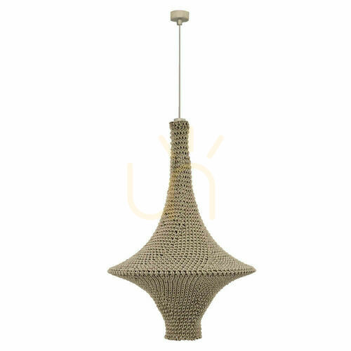 Check Pendant Light Antigo Alda L Beige Cotton Steel 50 cm 5119