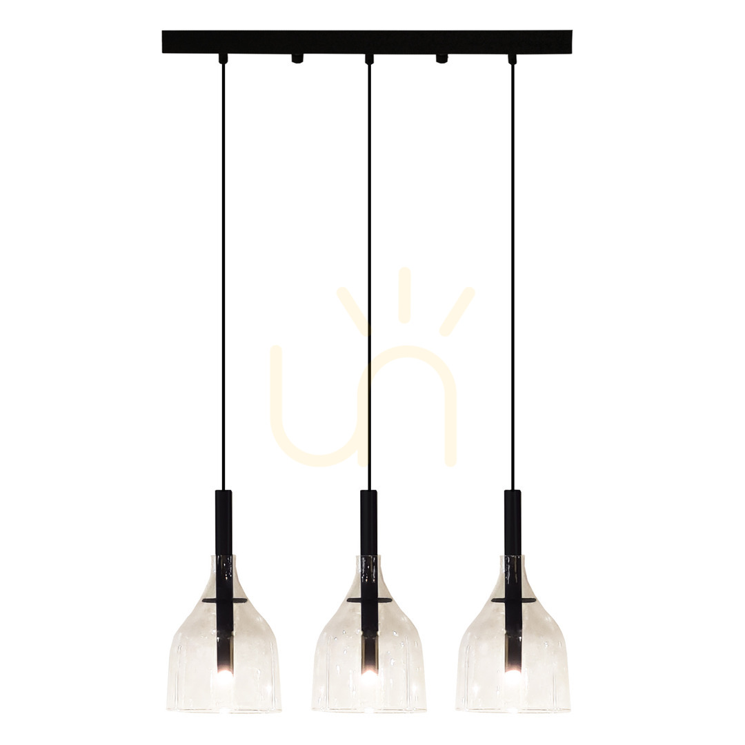 Pendelleuchte Antigo Botor 3 schwarz transparentes Glas G9 53 cm 5096