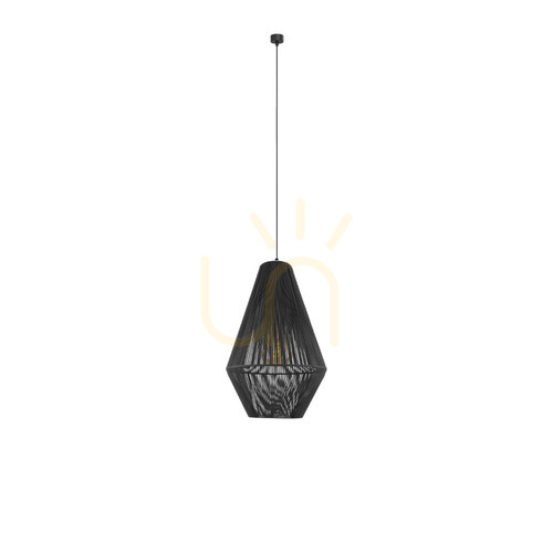 Check Pendant Light Antigo Hagata Grey 40 cm Steel Cotton E27 LED 5124
