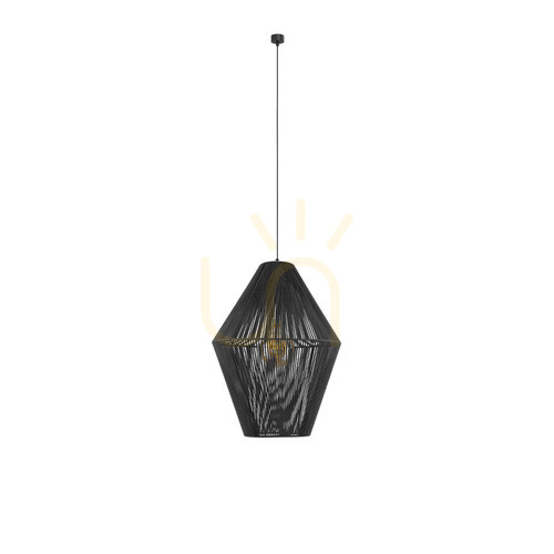 Check Pendant Light Antigo Hagata Grey 50 cm Steel Cotton E27 LED 5125