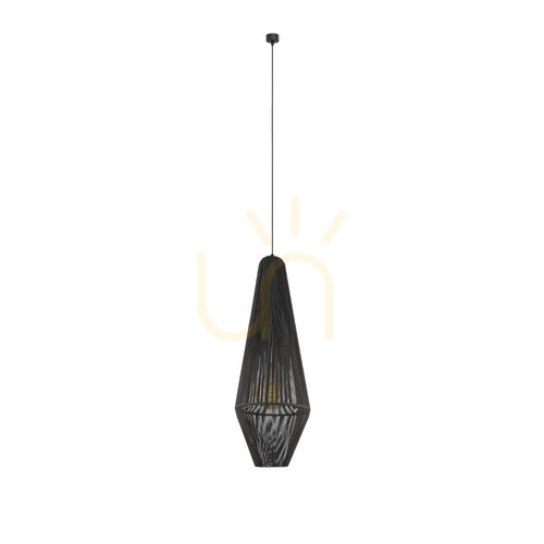 Check Pendant Light Antigo Hagata 3 Grey Steel Cotton E27 30 cm 5126