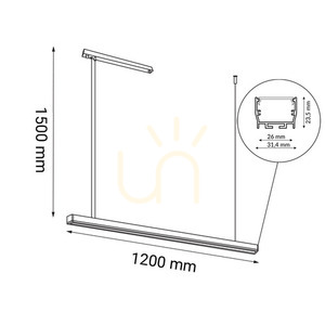 Pendant Light Antigo Hiate Line LED Black 120 cm 4000K 2-Light small 1