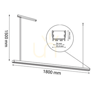 Pendant Light Antigo Hiate Line Black LED 180 cm 2-Light 3000K 1856 small 1