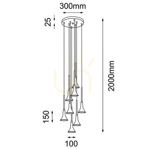 Pendant Light Antigo Kanzaki 8 Black LED 3000K 30 cm 7942 small 1