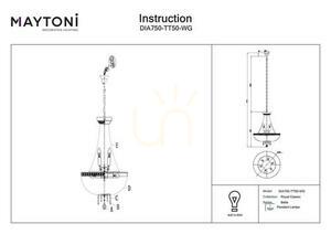 Maytoni BELLA DIA750-TT50-WG Chandelier gold 8 × E14 60 W Ø50 cm height 85–174 cm small 8
