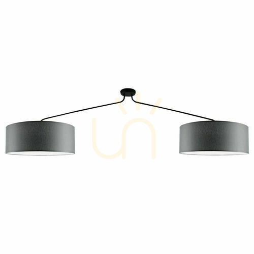 Check Pendant Light Antigo Lamego 2 Grey Fabric Steel 190 cm 5196