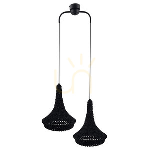 Pendant Light Antigo Mahaka 2 Black Steel Cotton 50 cm 5173 small 0