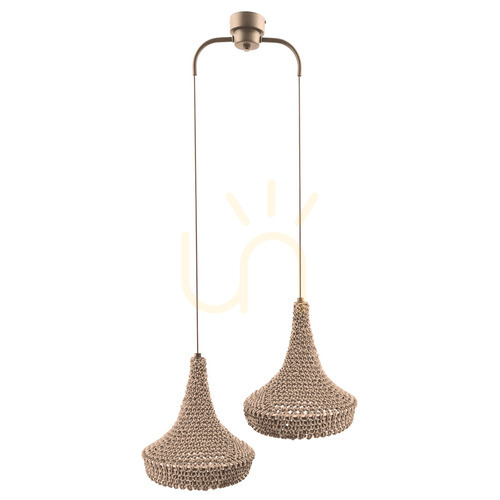 Check Pendant Light Antigo Mahaka 2 Beige Steel Cotton 50 cm 5179