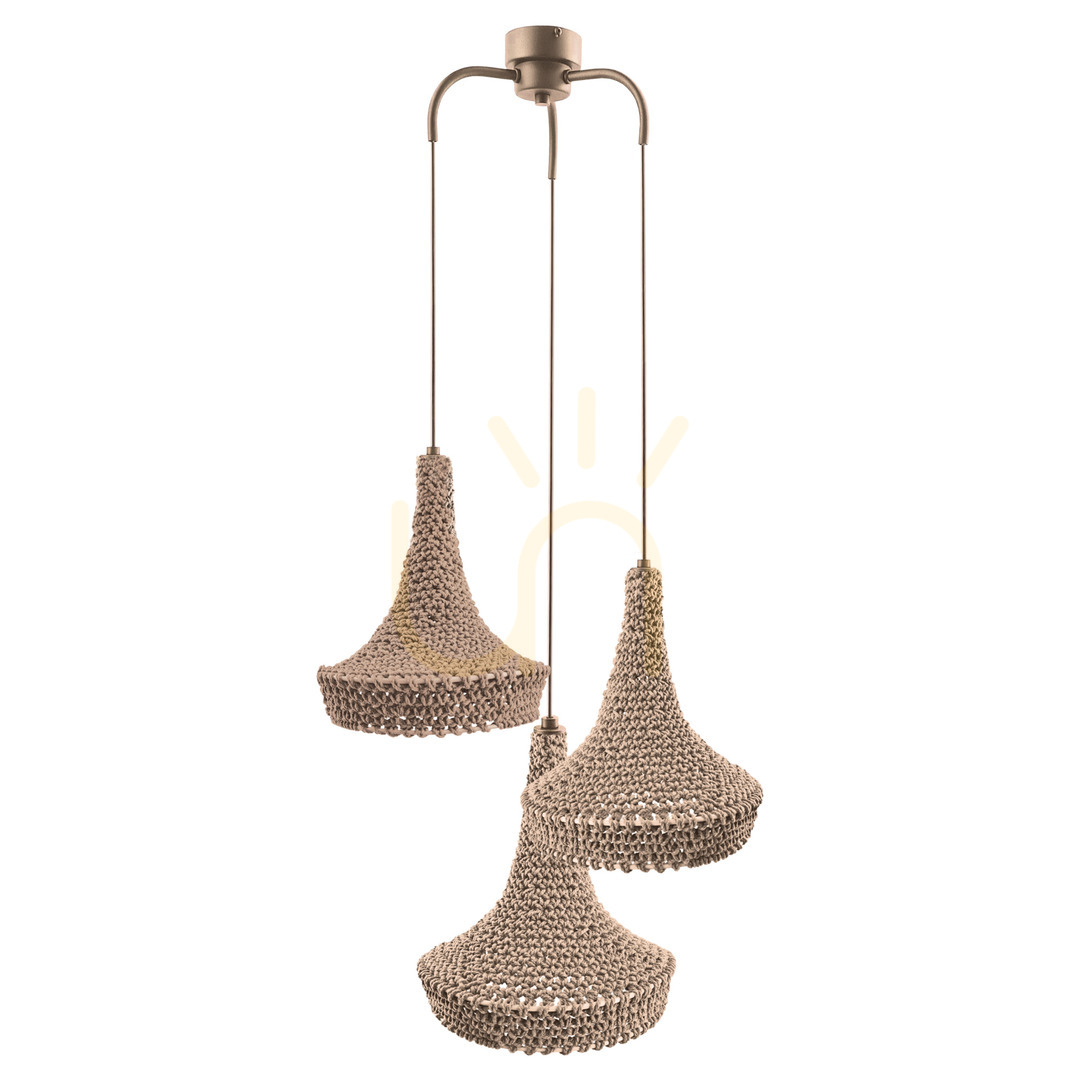 Pendelleuchte Antigo Mahaka 3 beige Stahl/Baumwolle 50 cm E27 LED 5180