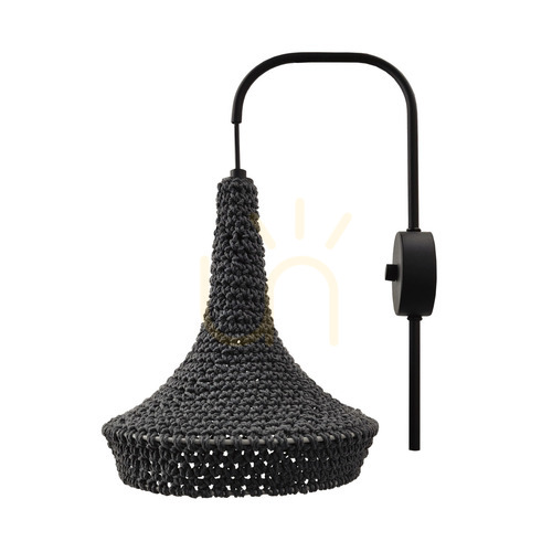 Check Wall Light Antigo Mahaka Grey Steel Cotton 39 cm 4034