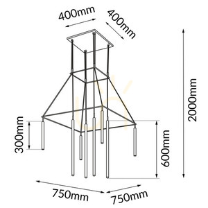 Pendant Light Antigo Alha H Black 8-Light G9 75 cm Steel small 1