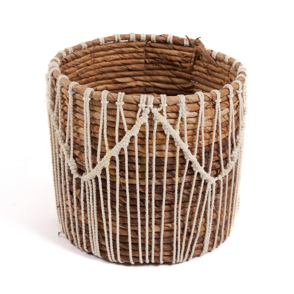 Wicker Basket BAZAR BIZAR Natural White Banana Leaf Cotton L