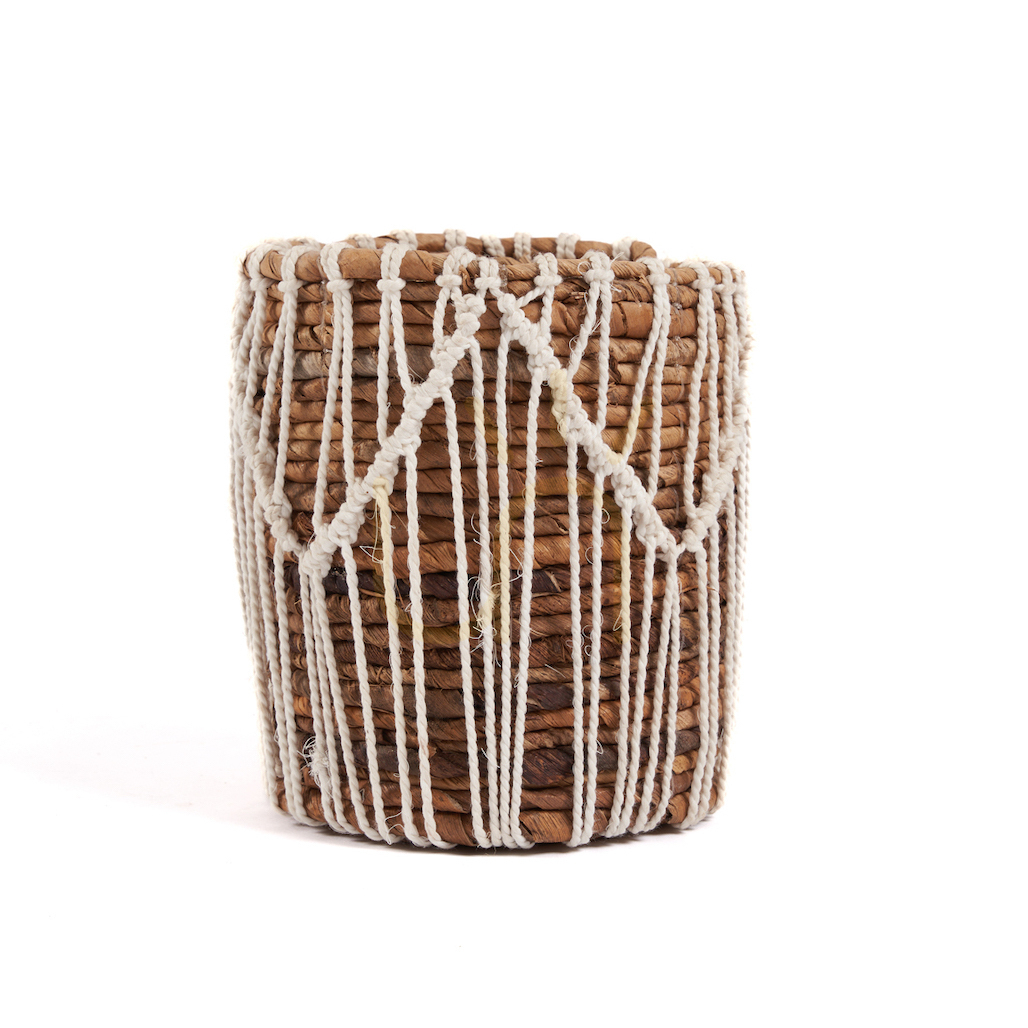 Wicker Basket BAZAR BIZAR Natural White Banana Leaf Cotton S