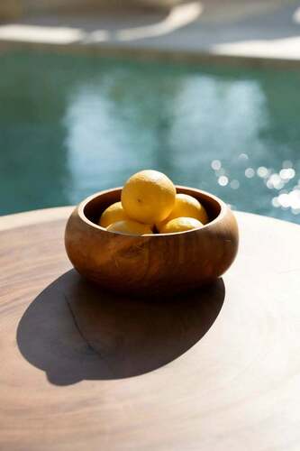Check Bazar Bizar Teak Root BASU605 teak wood fruit bowl, 20 cm