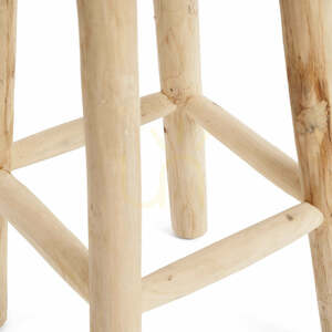 BAZAR BIZAR Raffia bar stool, teak wood and raffia, natural, 75 cm small 5