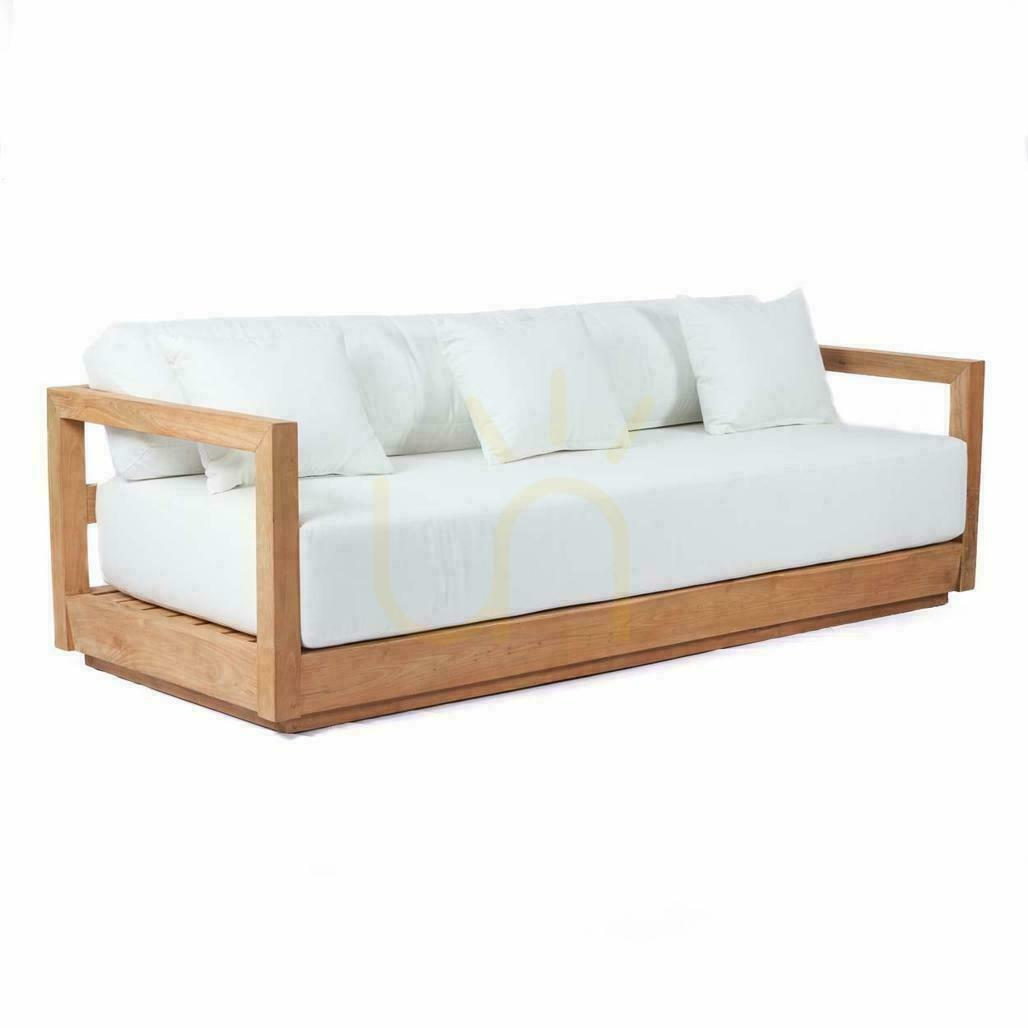 Check BAZAR BIZAR Outdoor Teak Wood Three Seater Sofa Natural White BAZAR BIZAR Outdoor Teak Wood Three Seater Sofa Natural White